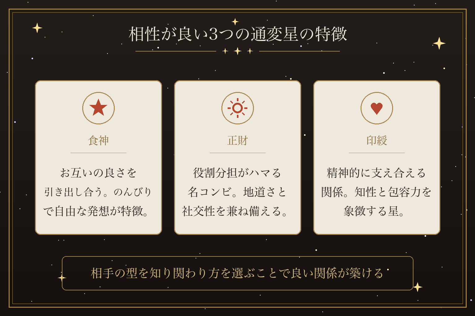 相性が良い3つの通変星の特徴