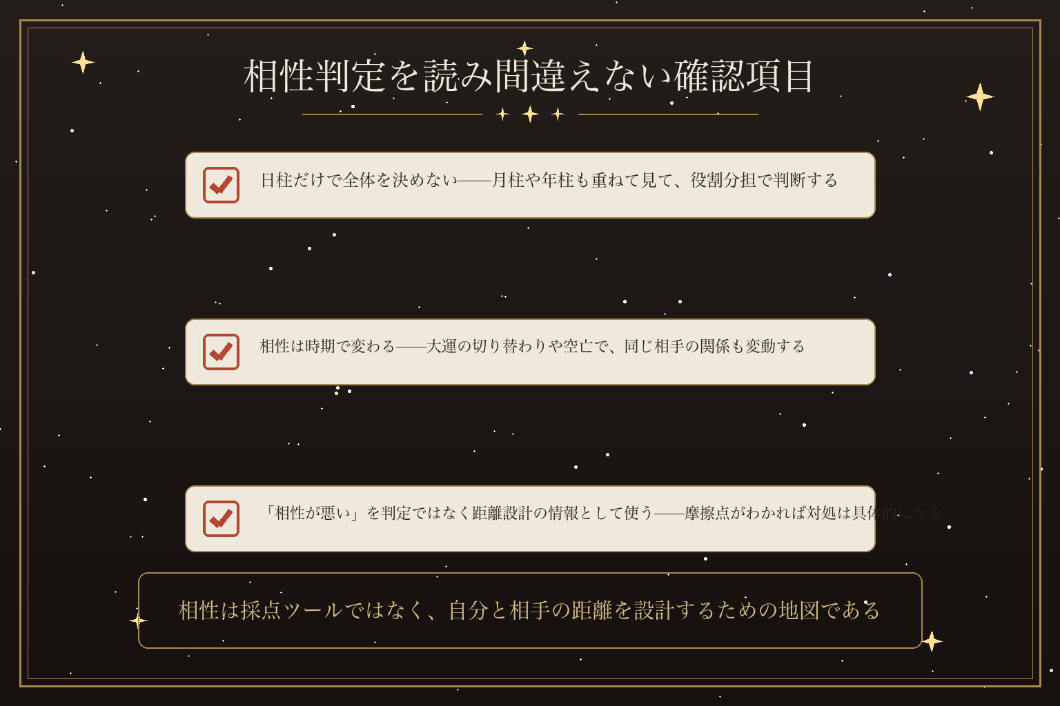 相性判定を読み間違えない確認項目
