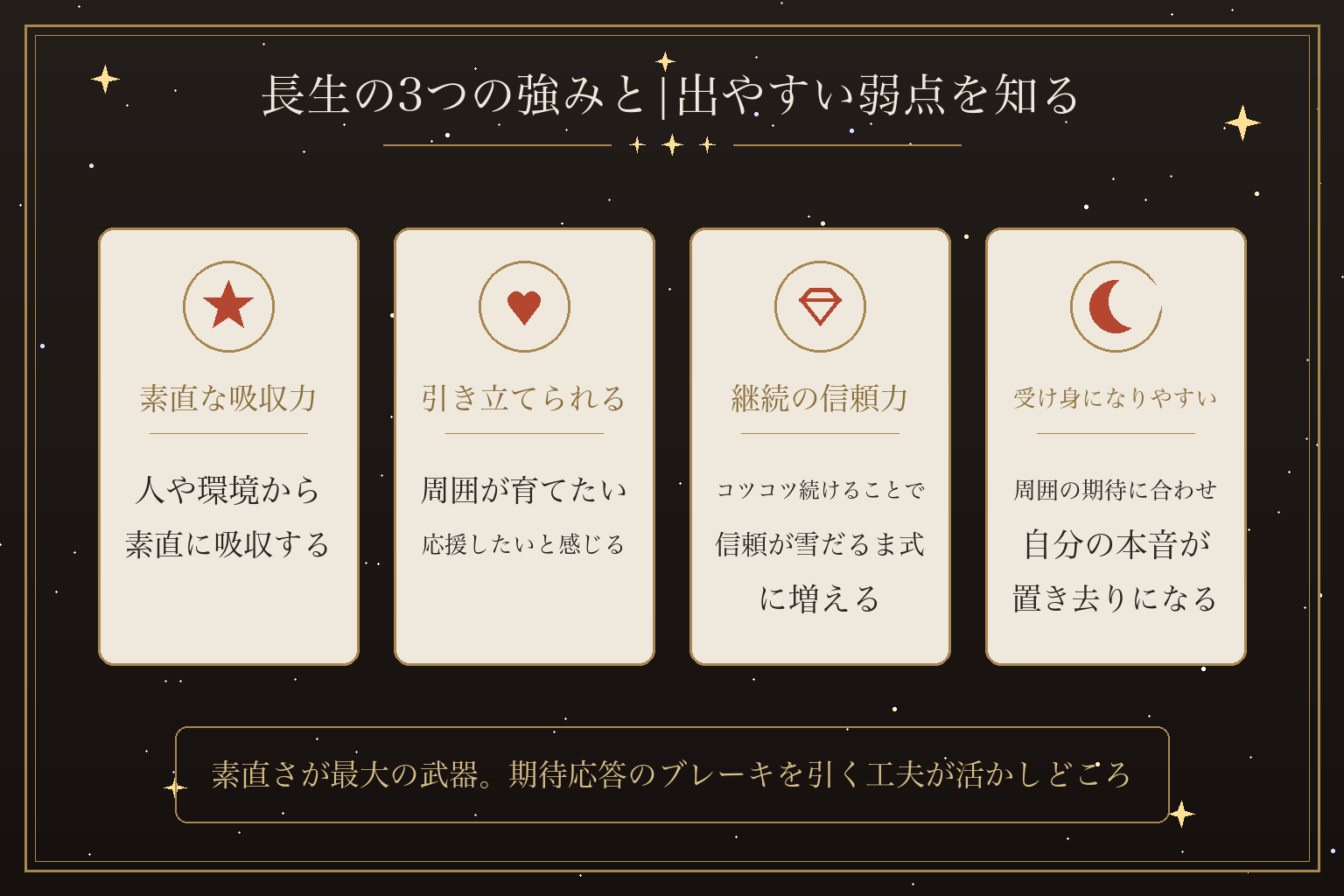 長生の3つの強みと|出やすい弱点を知る